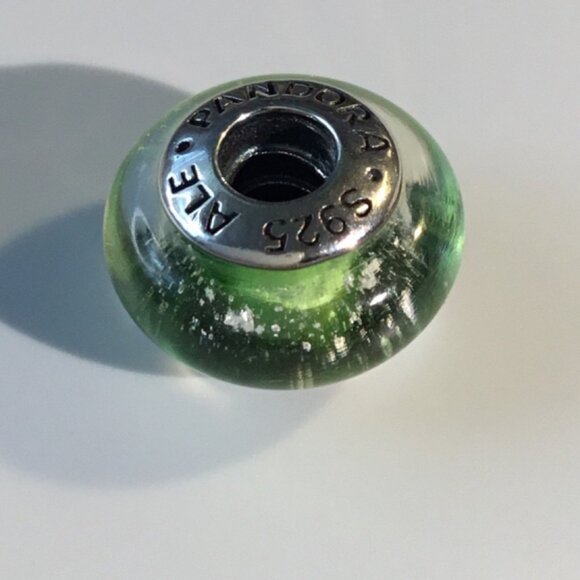 Disney Tinker Bell Green Glass PANDORA Charm Sterling Silver - Picture 3 of 6